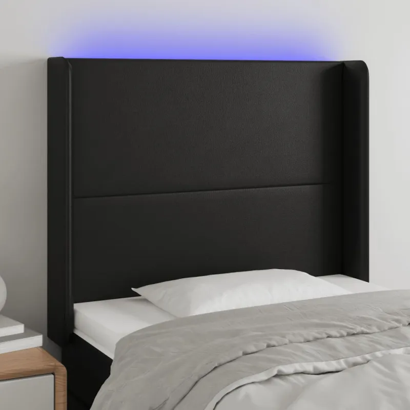Galvūgalis su LED, juodos spalvos, 93x16x118/128 cm