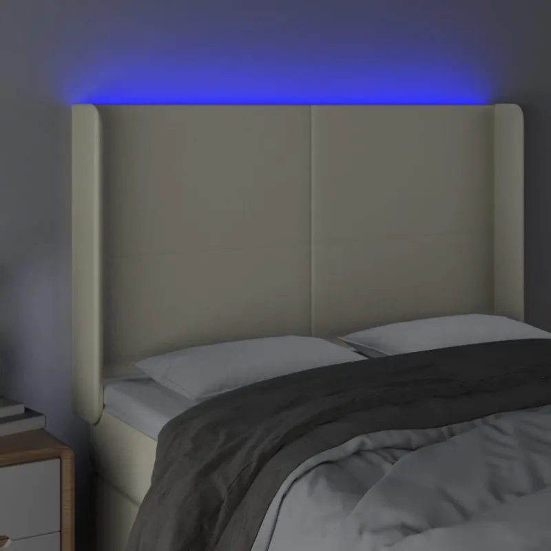 Galvūgalis su LED, kreminės spalvos, 147x16x118/128 cm