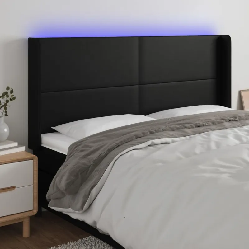 Galvūgalis su LED, juodos spalvos, 183x16x118/128 cm