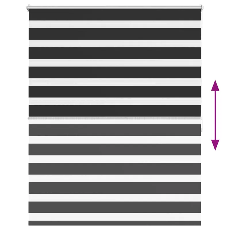 Zebra žaliuzė, 120,9x175 cm, audinys, plotis 116,7 cm, juodos spalvos