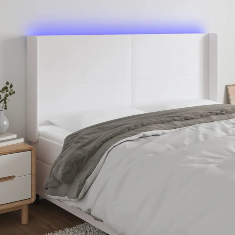 Galvūgalis su LED, baltos spalvos, 183x16x118/128 cm
