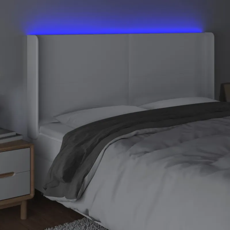 Galvūgalis su LED, baltos spalvos, 183x16x118/128 cm