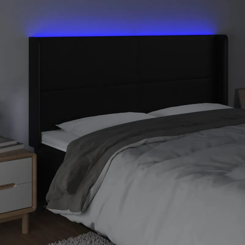 Galvūgalis su LED, juodos spalvos, 203x16x118/128 cm