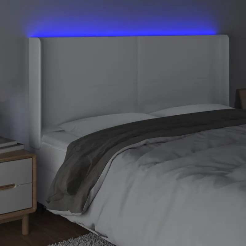 Galvūgalis su LED, baltos spalvos, 203x16x118/128 cm