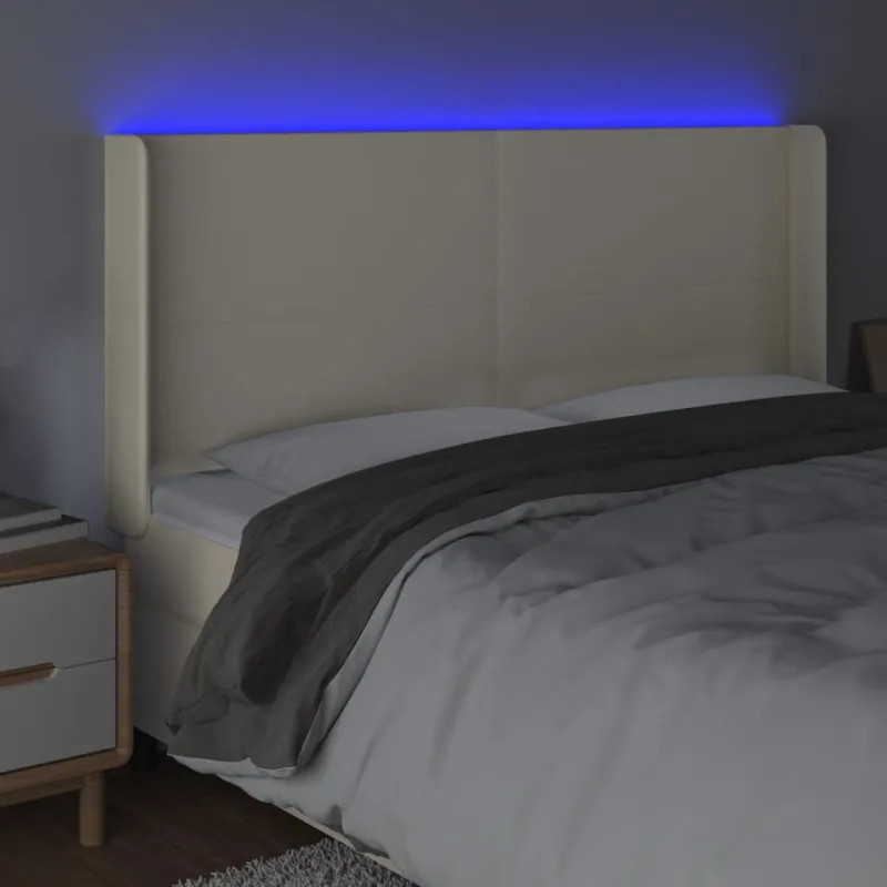 Galvūgalis su LED, kreminės spalvos, 203x16x118/128 cm