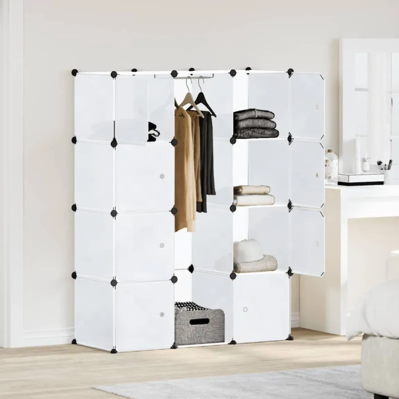 Modulinė spinta, 9 skyrių, balta, 109x36,5x143 cm