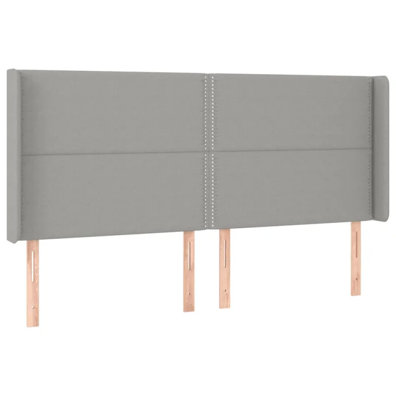 Galvūgalis su LED, šviesiai pilkas, 203x16x118/128cm, audinys