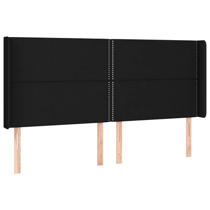Galvūgalis su LED, juodos spalvos, 203x16x118/128cm, audinys