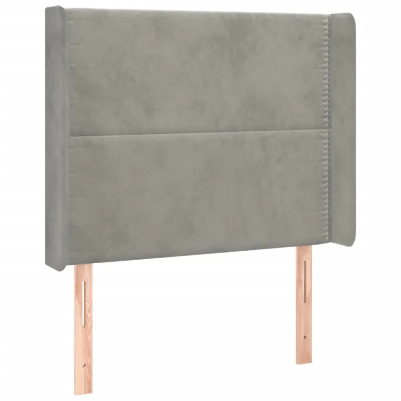 Galvūgalis su LED, šviesiai pilkas, 103x16x118/128cm, aksomas