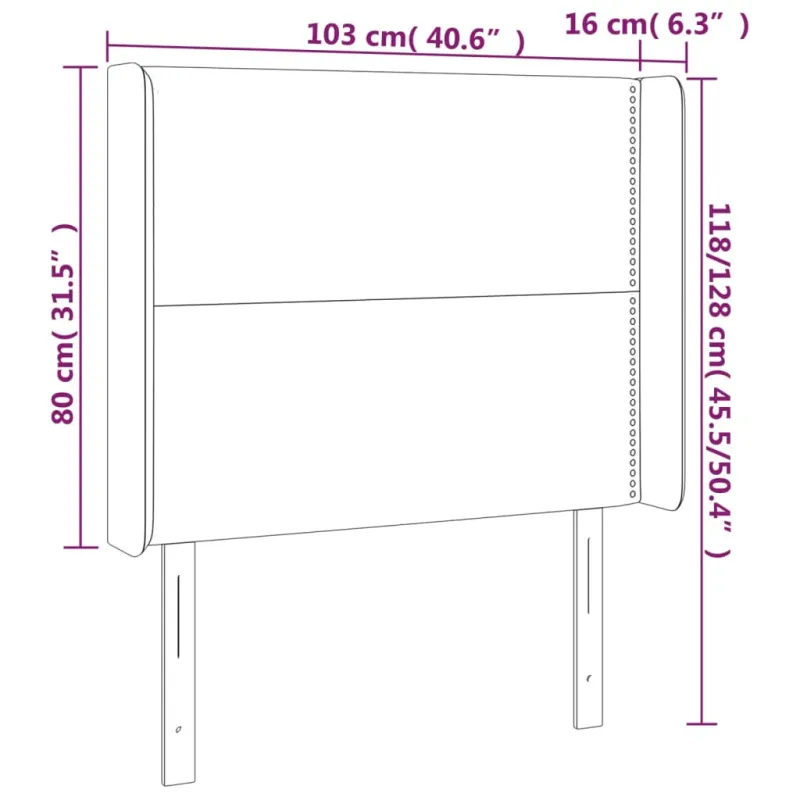 Galvūgalis su LED, rožinės spalvos, 103x16x118/128cm, aksomas