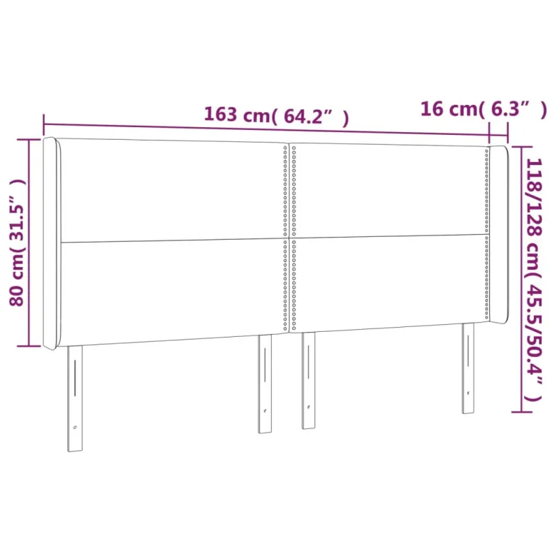 Galvūgalis su LED, tamsiai pilkas, 163x16x118/128cm, aksomas
