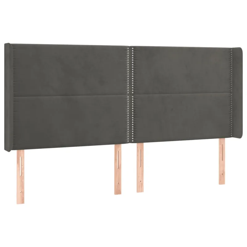 Galvūgalis su LED, tamsiai pilkas, 203x16x118/128cm, aksomas