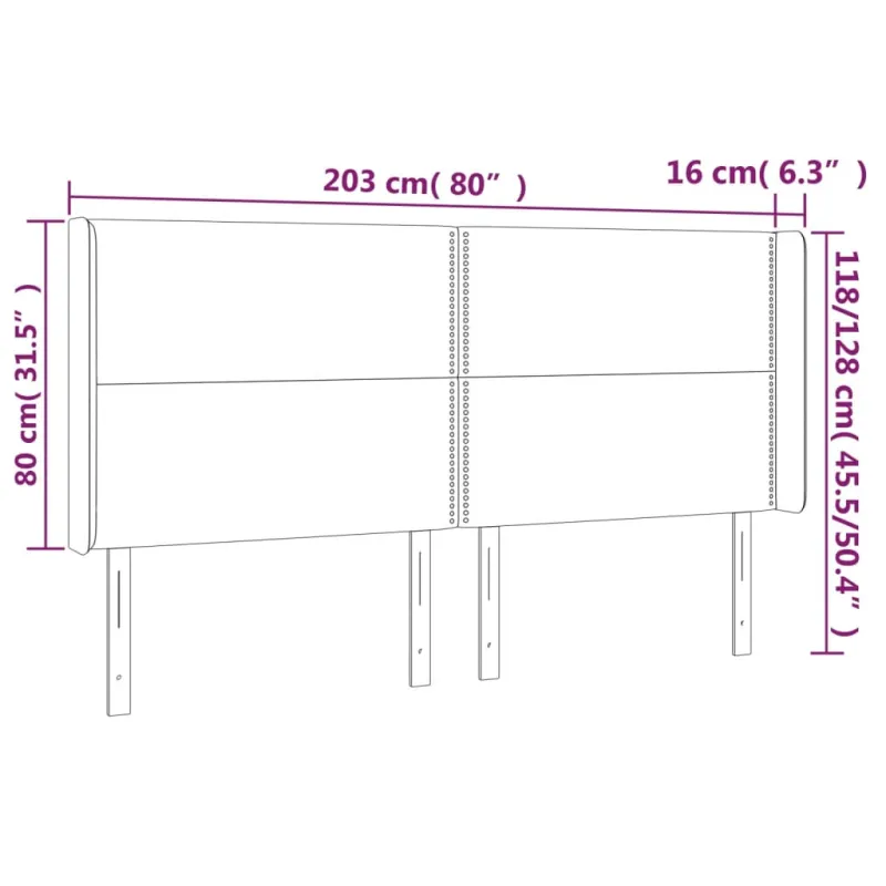 Galvūgalis su LED, tamsiai pilkas, 203x16x118/128cm, aksomas