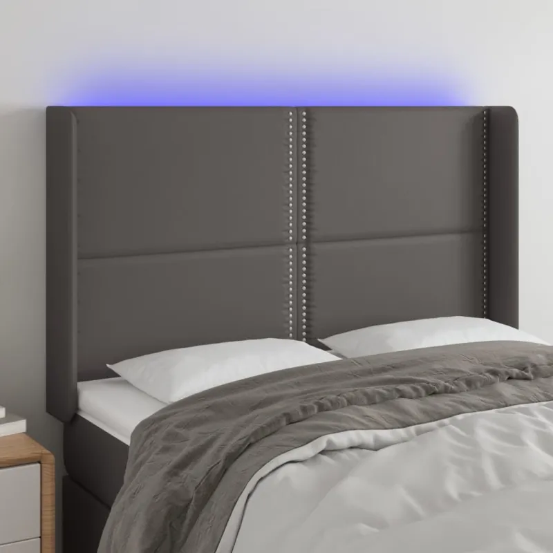 Galvūgalis su LED, pilkos spalvos, 147x16x118/128 cm