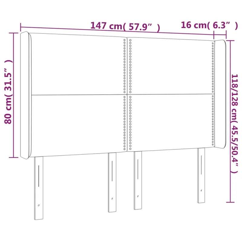 Galvūgalis su LED, pilkos spalvos, 147x16x118/128 cm