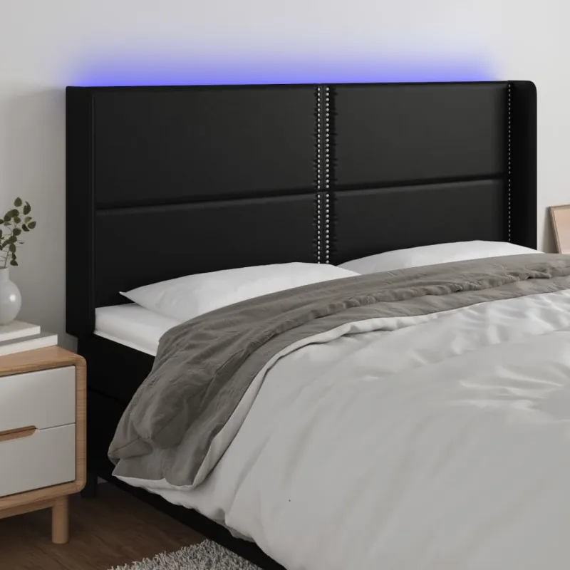 Galvūgalis su LED, juodos spalvos, 183x16x118/128 cm