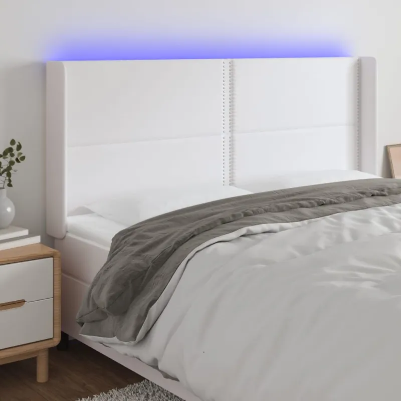 Galvūgalis su LED, baltos spalvos, 203x16x118/128 cm