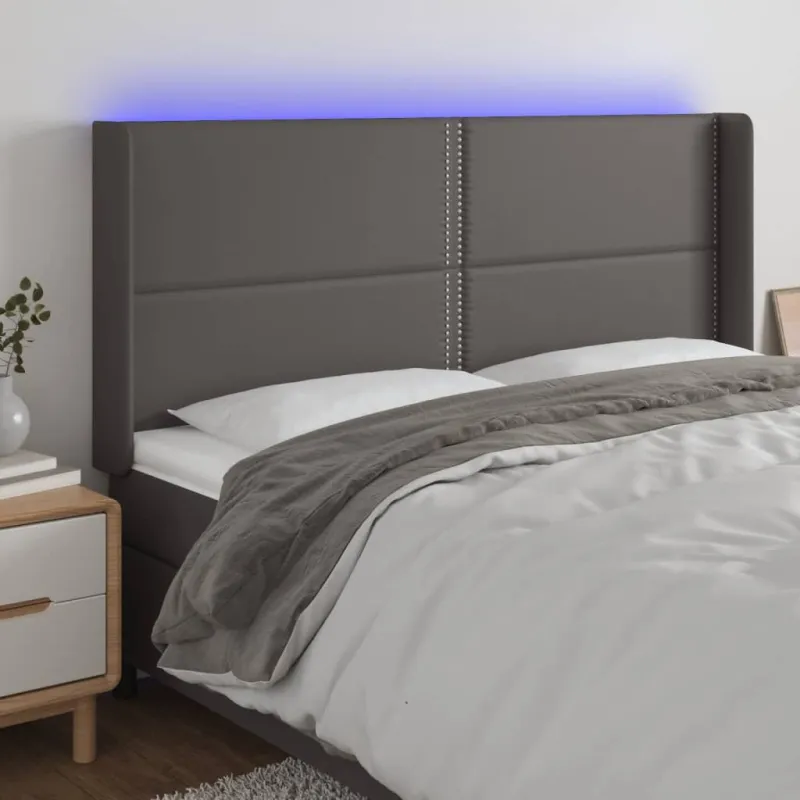 Galvūgalis su LED, pilkos spalvos, 203x16x118/128 cm