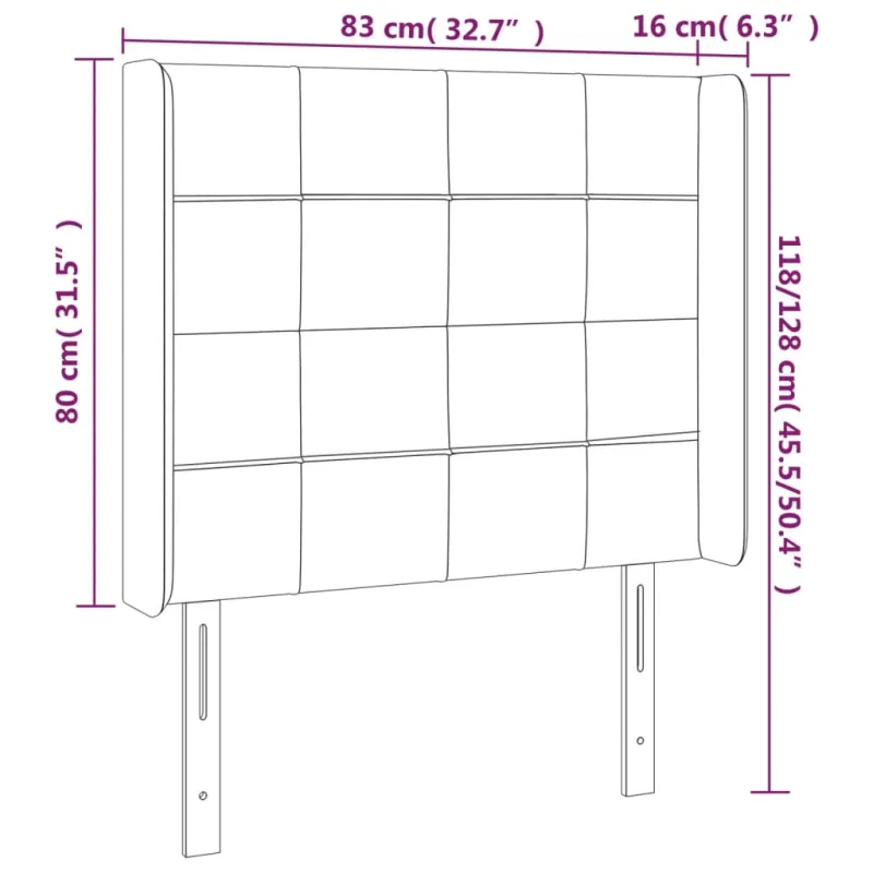 Galvūgalis su LED, tamsiai pilkas, 83x16x118/128cm, audinys