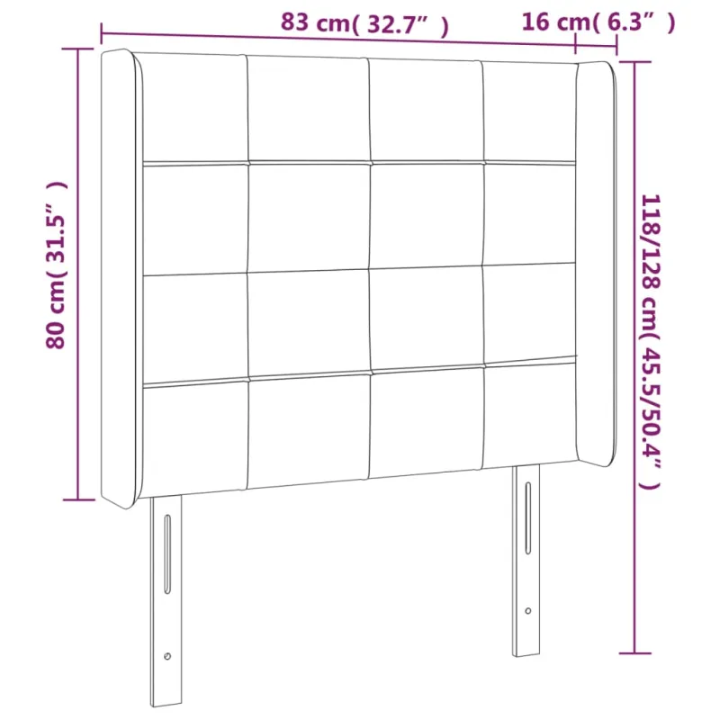 Galvūgalis su LED, mėlynos spalvos, 83x16x118/128cm, audinys