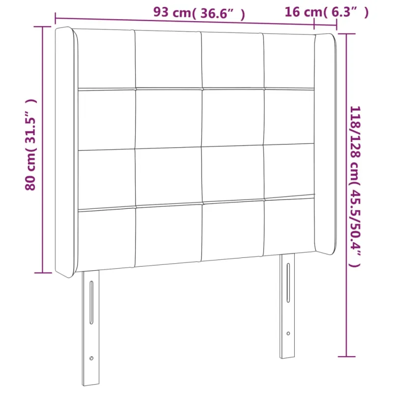 Galvūgalis su LED, mėlynos spalvos, 93x16x118/128cm, audinys