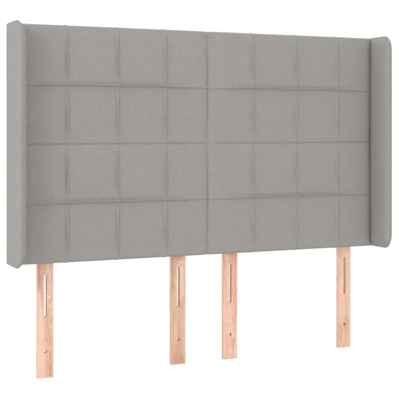 Galvūgalis su LED, šviesiai pilkas, 147x16x118/128cm, audinys