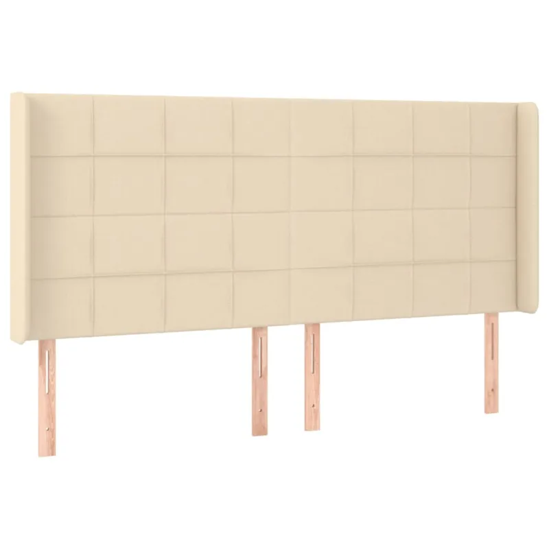 Galvūgalis su LED, kreminės spalvos, 163x16x118/128cm, audinys