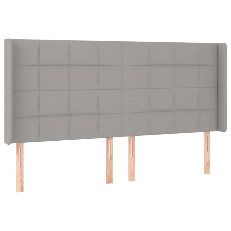 Galvūgalis su LED, šviesiai pilkas, 183x16x118/128/128cm