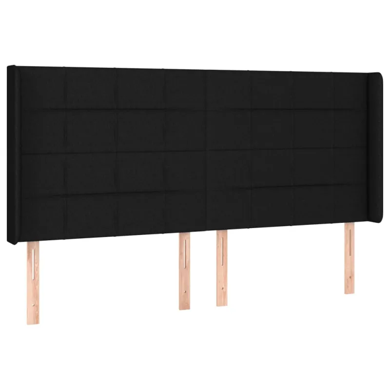 Galvūgalis su LED, juodos spalvos, 183x16x118/128cm, audinys