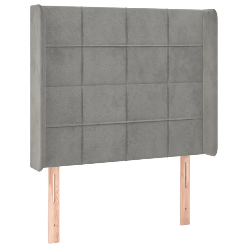 Galvūgalis su LED, šviesiai pilkas, 103x16x118/128cm, aksomas