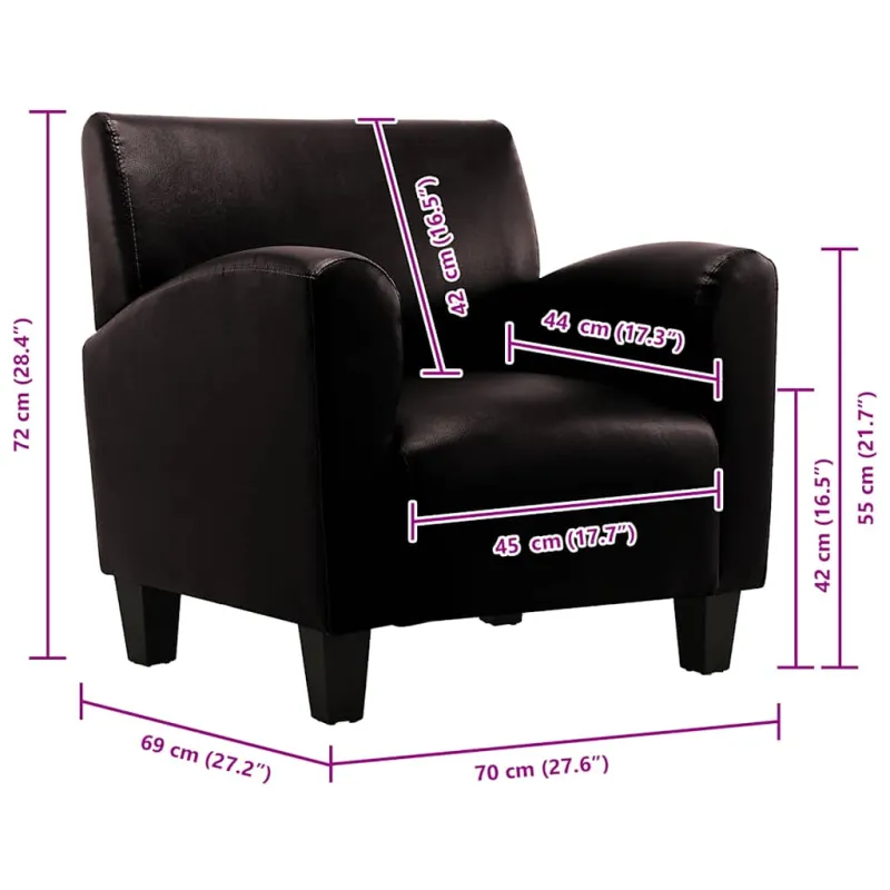 Sofa-kėdė, tamsiai ruda, dirbtinė oda