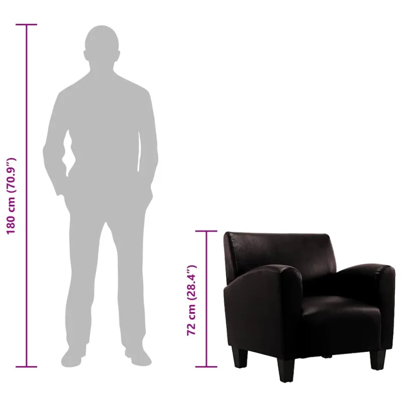 Sofa-kėdė, tamsiai ruda, dirbtinė oda