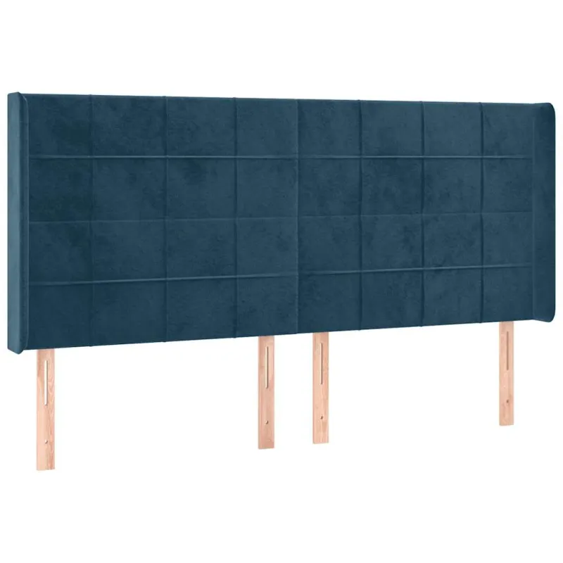Galvūgalis su LED, tamsiai mėlynas, 203x16x118/128cm, aksomas
