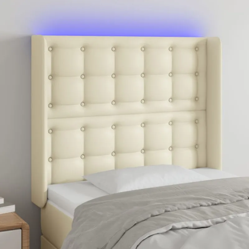 Galvūgalis su LED, kreminės spalvos, 83x16x118/128 cm