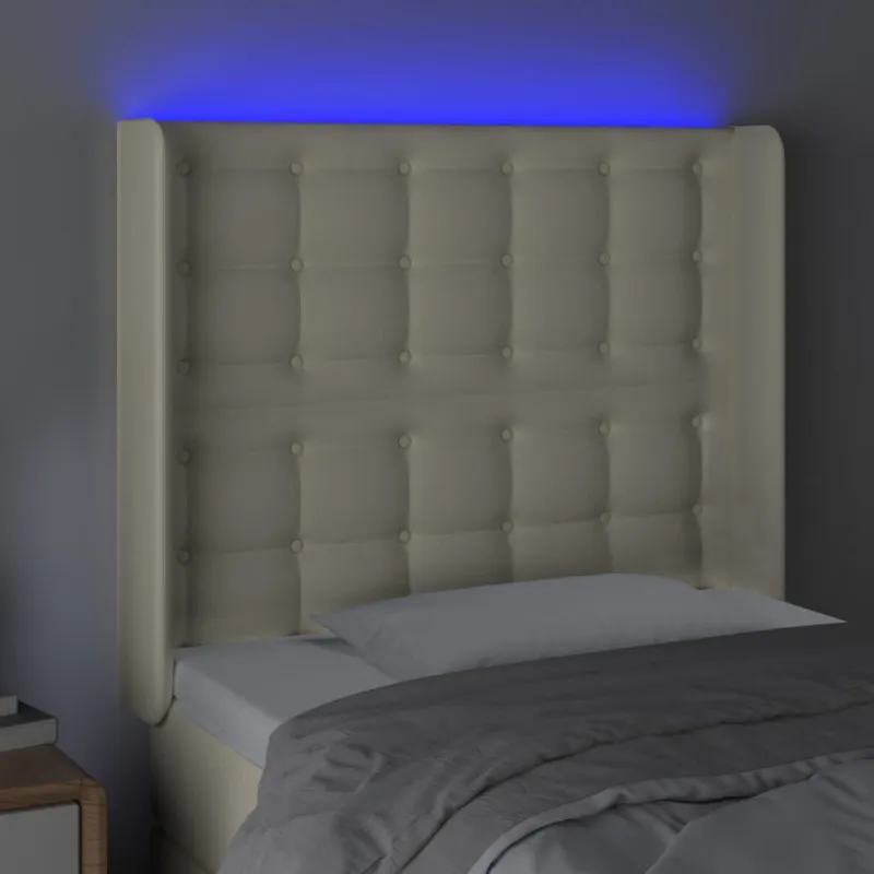 Galvūgalis su LED, kreminės spalvos, 83x16x118/128 cm