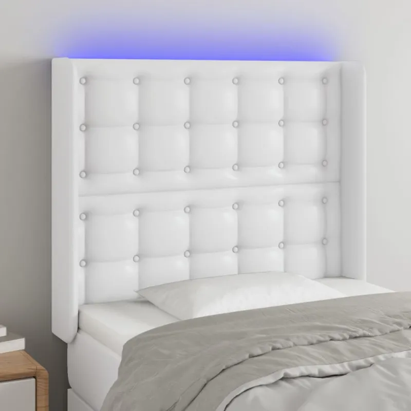 Galvūgalis su LED, baltos spalvos, 93x16x118/128 cm