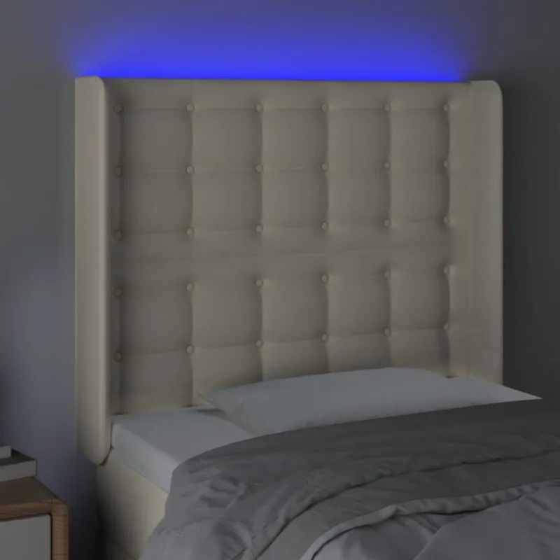 Galvūgalis su LED, kreminės spalvos, 103x16x118/128 cm
