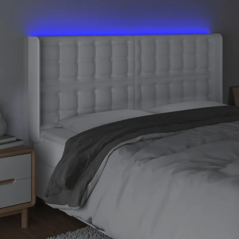 Galvūgalis su LED, baltos spalvos, 147x16x118/128 cm