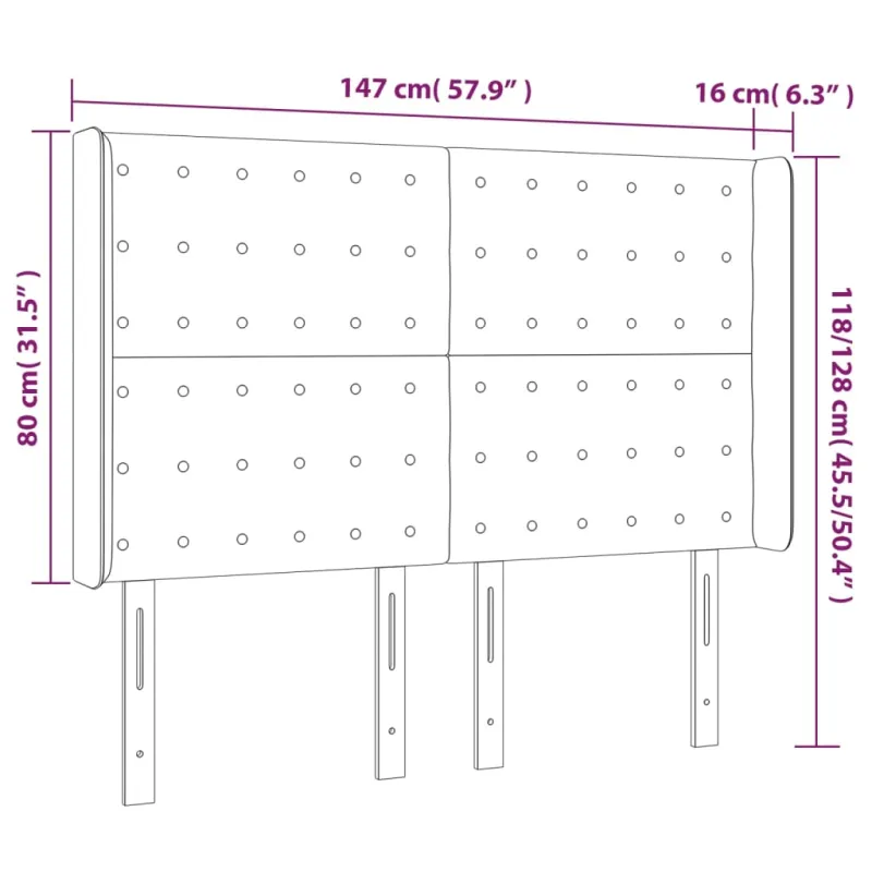 Galvūgalis su LED, kapučino spalvos, 147x16x118/128cm