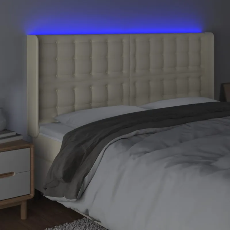 Galvūgalis su LED, kreminės spalvos, 163x16x118/128 cm