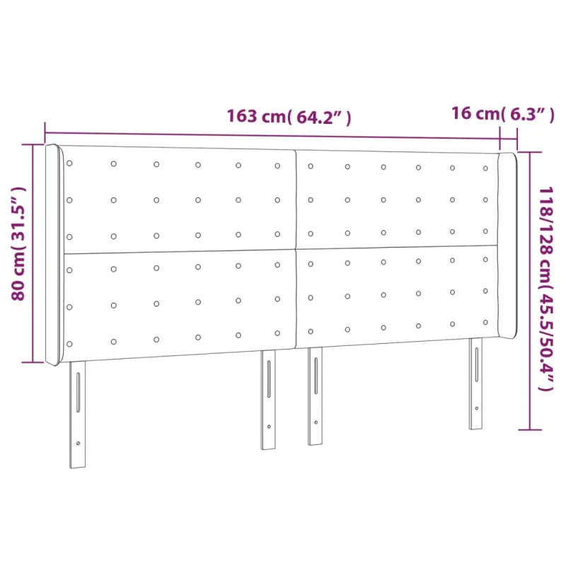 Galvūgalis su LED, kreminės spalvos, 163x16x118/128 cm