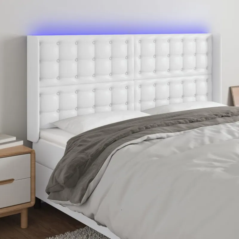Galvūgalis su LED, baltos spalvos, 183x16x118/128 cm