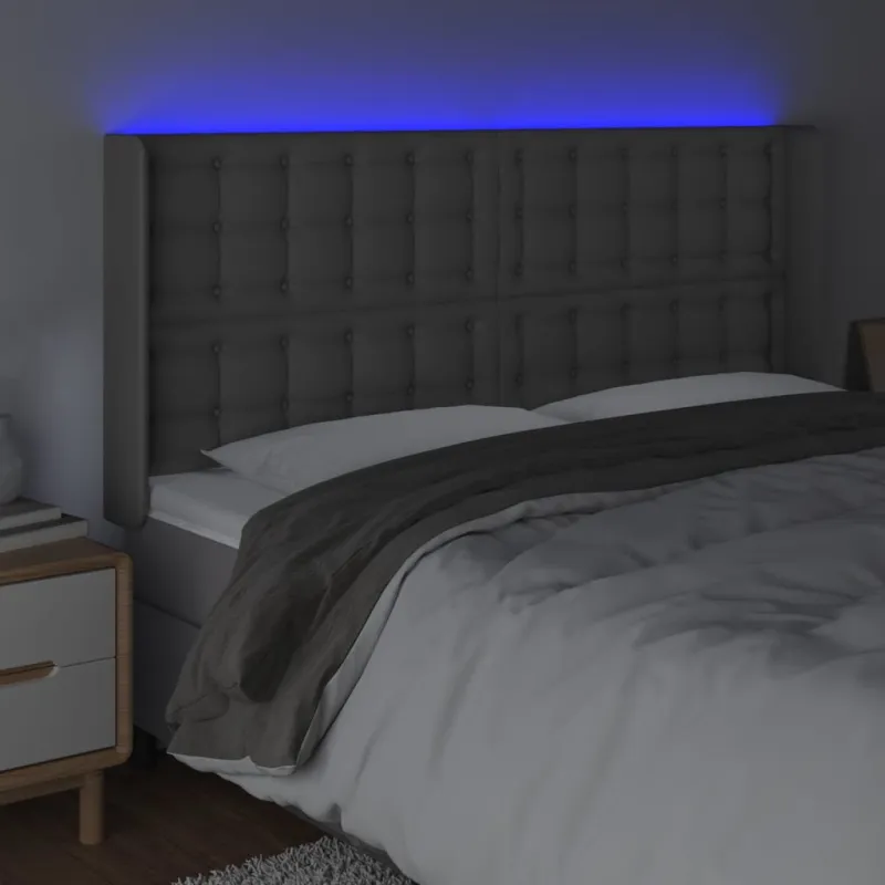 Galvūgalis su LED, pilkos spalvos, 183x16x118/128 cm