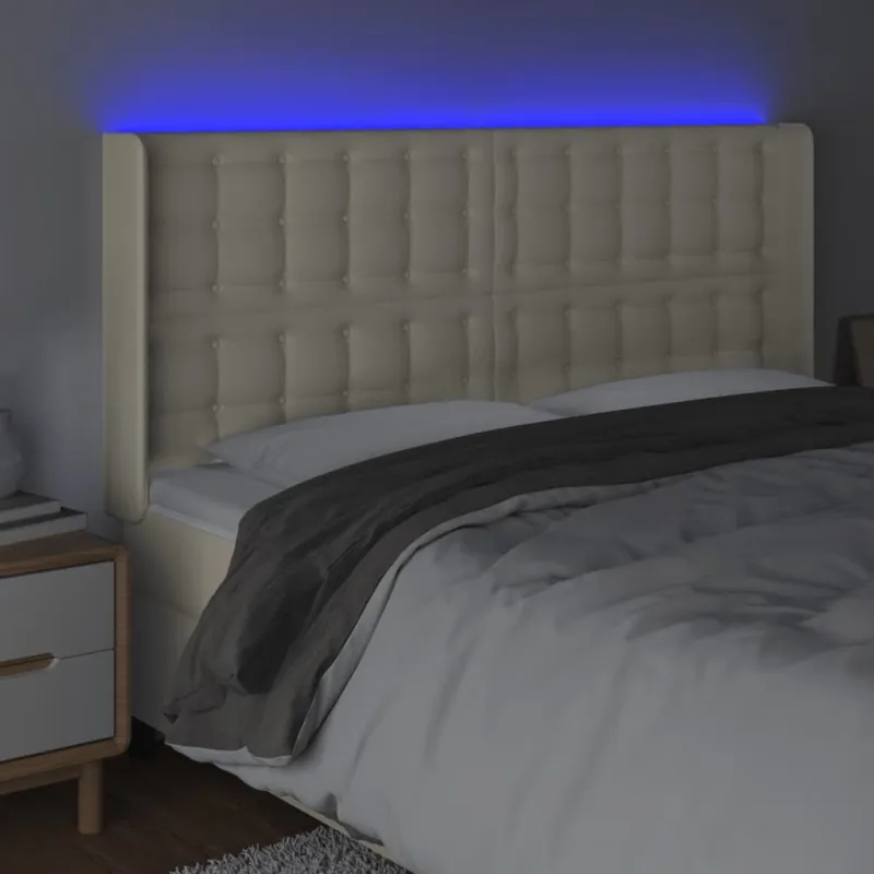 Galvūgalis su LED, kreminės spalvos, 203x16x118/128 cm