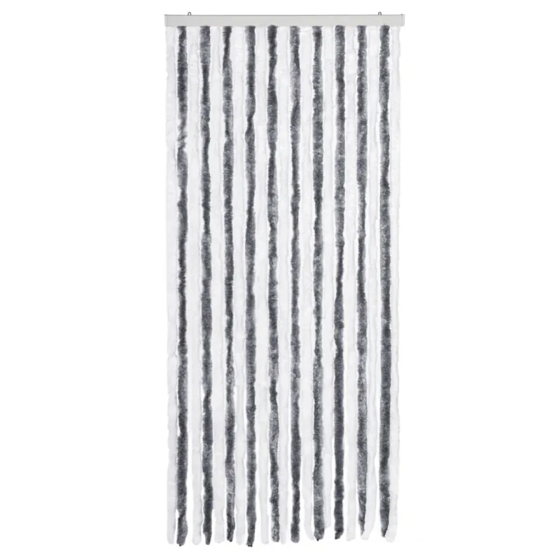 Užuolaida nuo vabzdžių, pilka ir balta, 90x220 cm, šenilis
