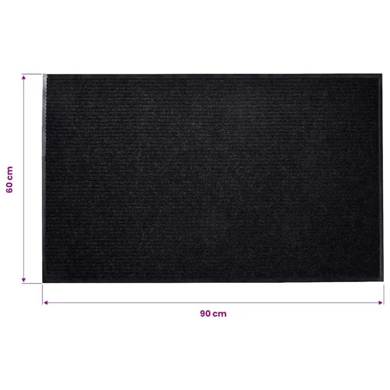 Durų kilimėlis, juodos spalvos, 90 x 60 cm, PVC