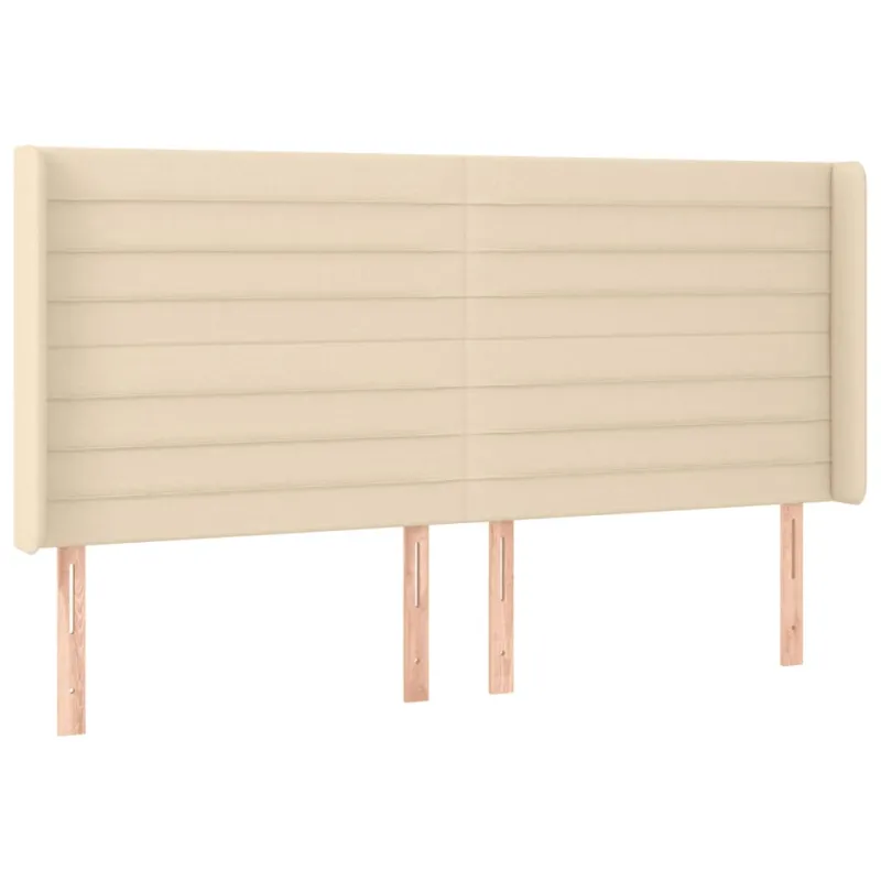 Galvūgalis su LED, kreminės spalvos, 203x16x118/128cm, audinys
