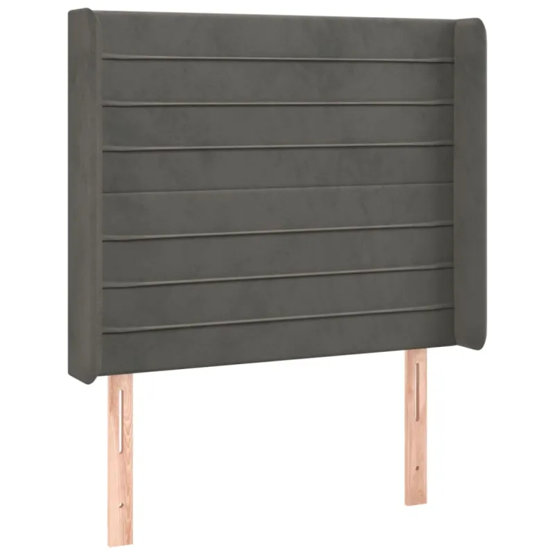 Galvūgalis su LED, tamsiai pilkas, 103x16x118/128cm, aksomas