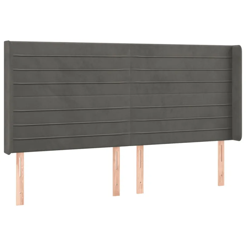Galvūgalis su LED, tamsiai pilkas, 183x16x118/128cm, aksomas