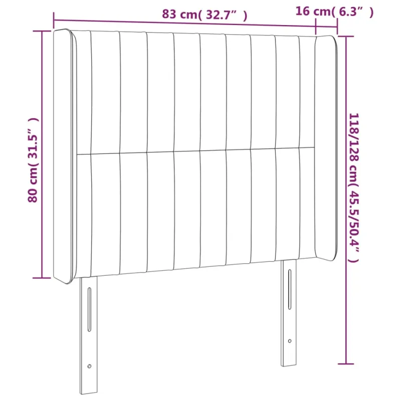 Galvūgalis su LED, juodos spalvos, 83x16x118/128cm, audinys